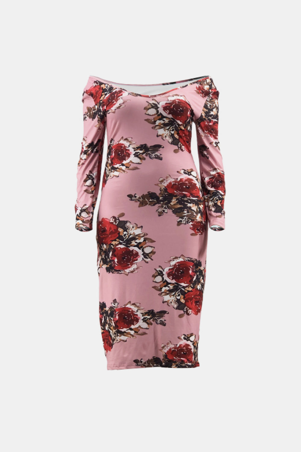 Full Size Floral Off-Shoulder Midi Dress