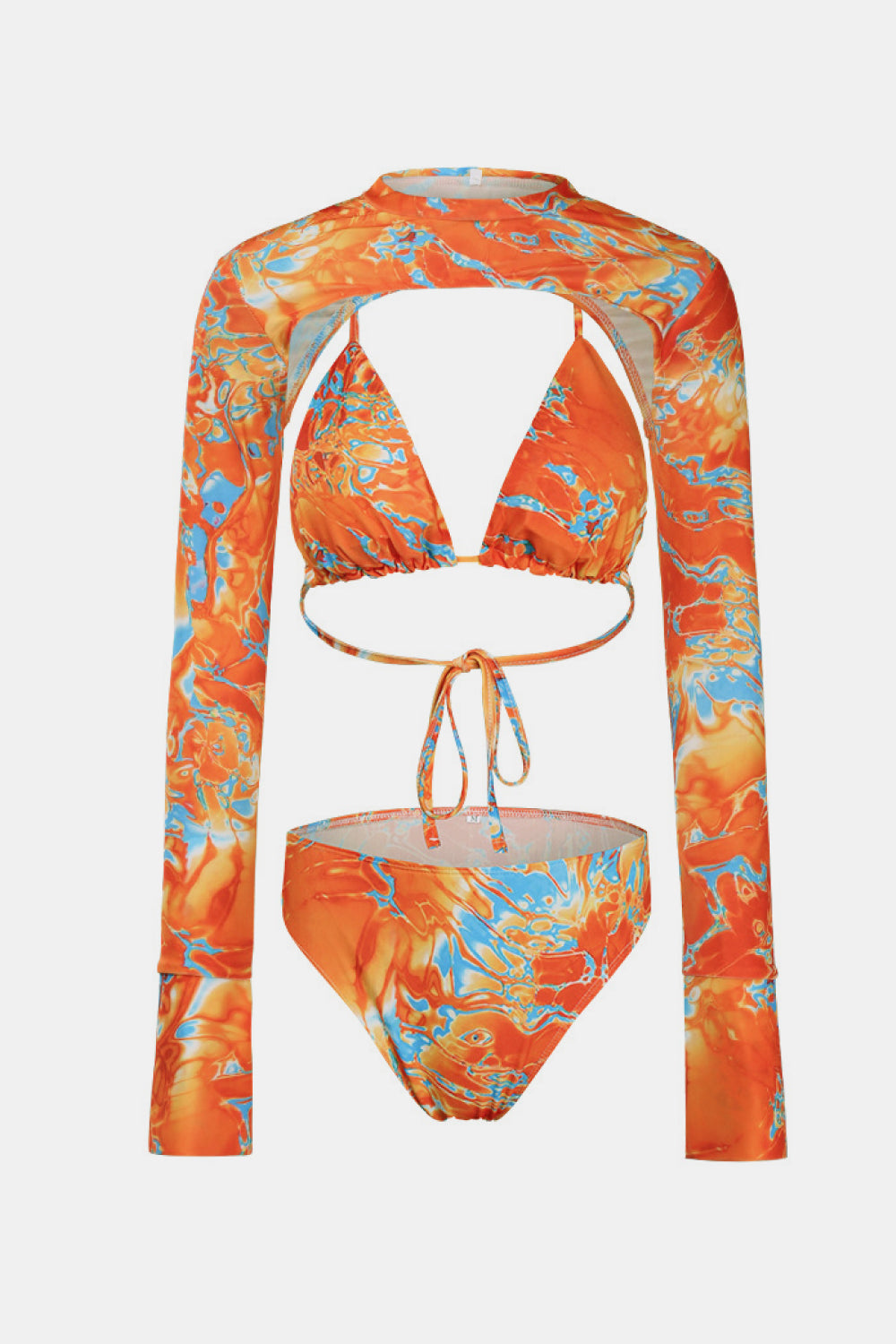 Printed Three-Piece Swimsuit with Bolero