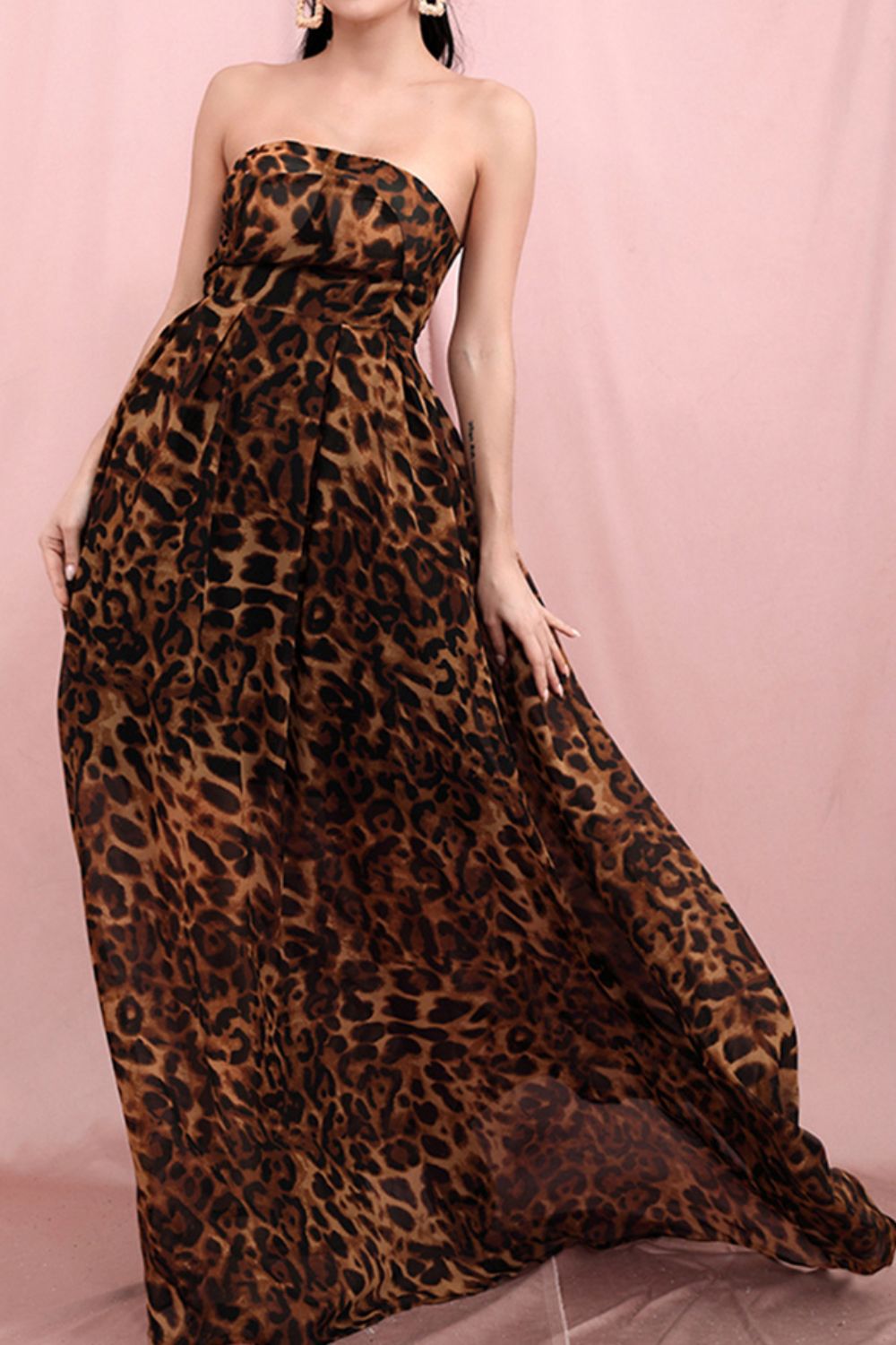 Leopard Print Strapless Dress