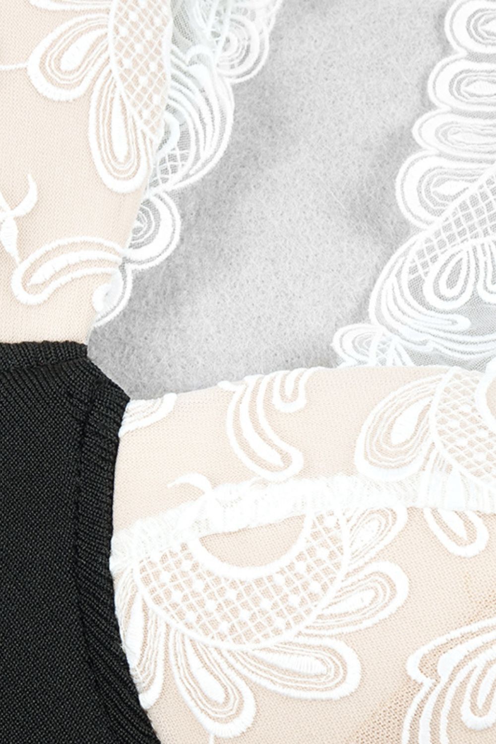Two-Tone Spliced Lace Sleeveless Knit Dress