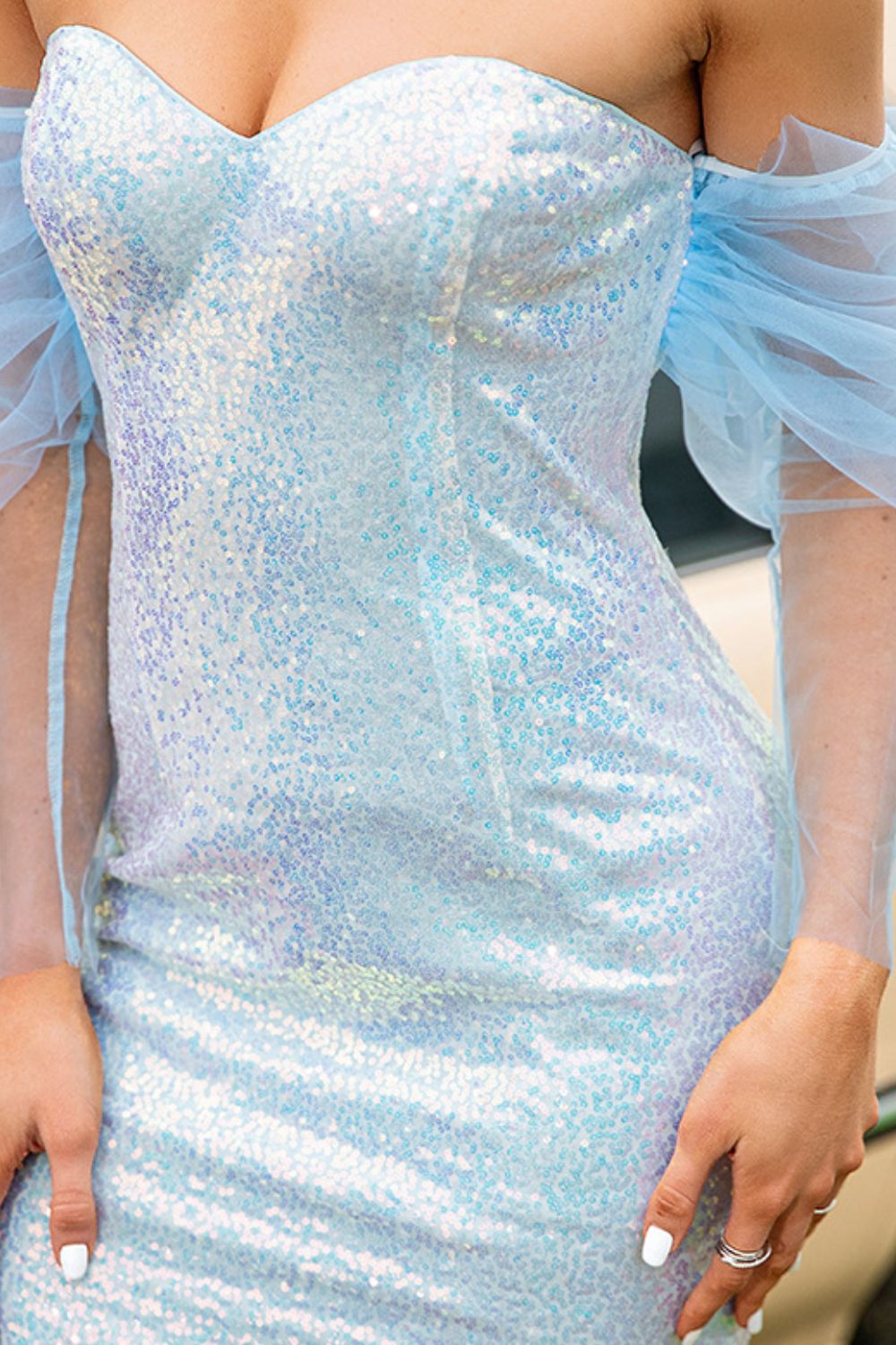 Sequin Off-Shoulder Mini Bodycon Dress