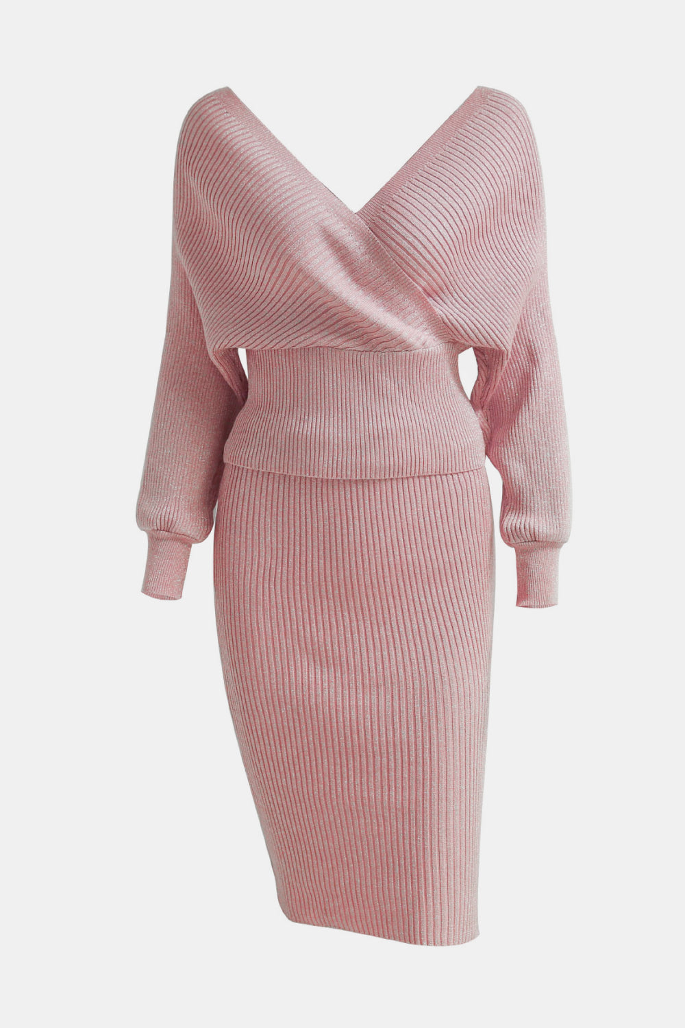 Dolman Sleeve Rib-Knit Top and Skirt Set