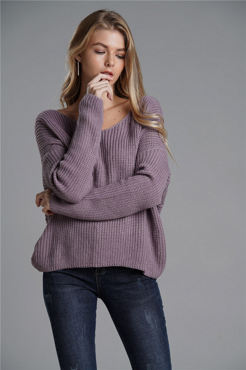 Twist Detail Rib-Knit Reversible Sweater