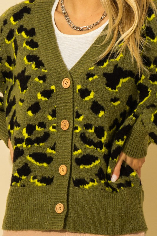 Leopard Long Sleeve Button Down Cardigan